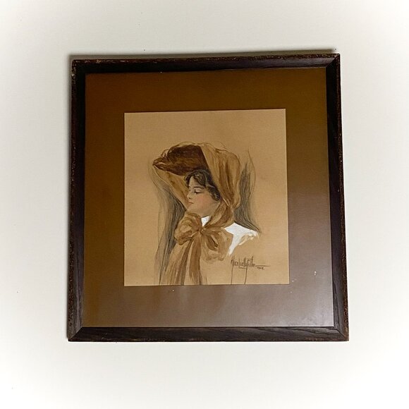 Antique 1904 Alice Luella Fidler ORIGINAL Watercolour Painting, Listed Artist - Picture 2 of 9